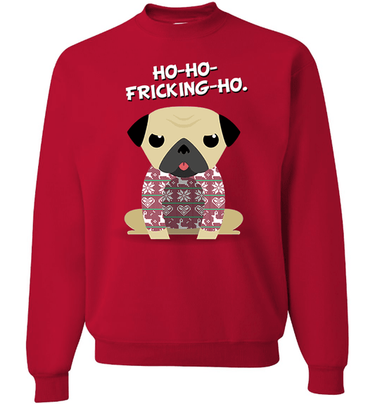 Pug Christmas Long Sleeve Crewneck Red