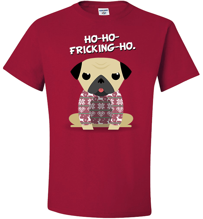 Pug Christmas Standard Fit T Red