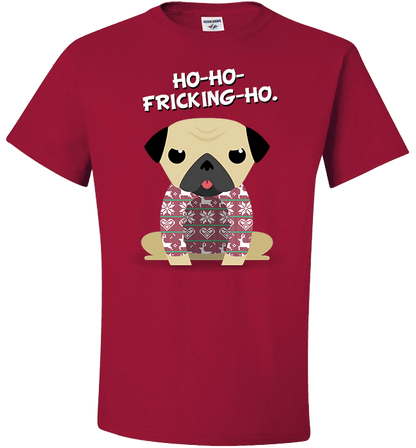 Pug Christmas Standard Fit T Red