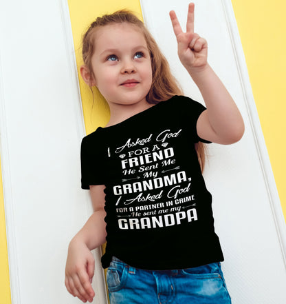 I Asked God For My Grandma And My Grandpa T-Shirt Partner In Crime