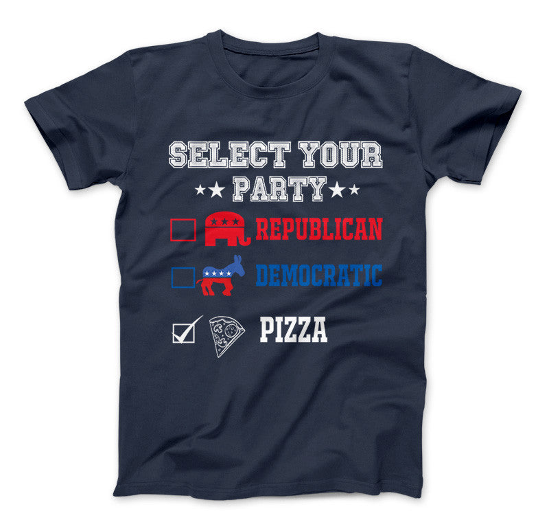Select Your Political Party Pizza Party T-Shirt & Apparel Standard T Navy