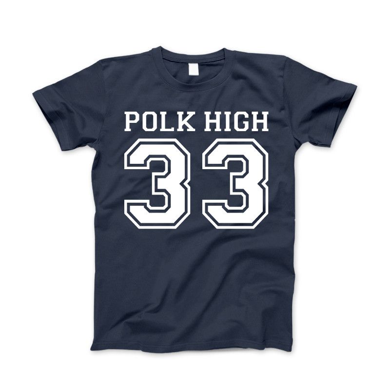 Polk High 33 Al Bundy Football T-Shirt - Married With Children Funny Football Apparel Standard T Navy Blue