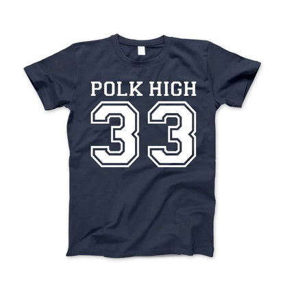 Polk High 33 Al Bundy Football T-Shirt - Married With Children Funny Football Apparel Standard T Navy Blue