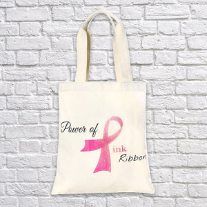 Power Of Pink Ribbon Tote Bag Eco Friendly Cancer Awareness Pink Ribbon - Love Family & Home