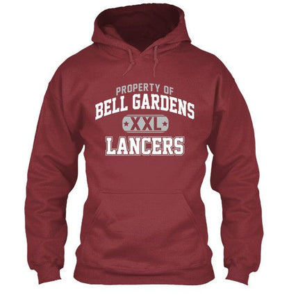 Property of Bell Gardens Lancers Apparel Maroon Hoodie