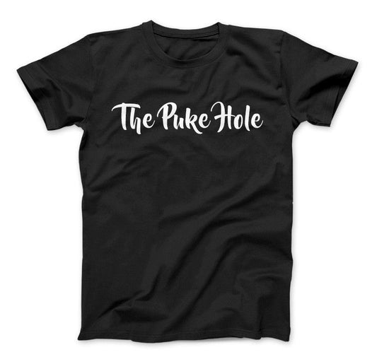 The Puke Hole Original White Print T-Shirt & Apparel Standard T Black