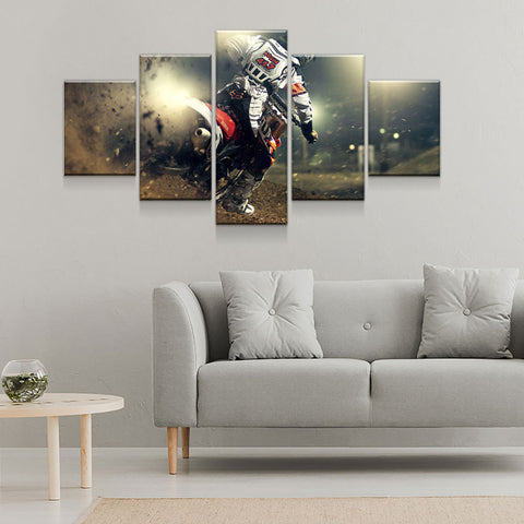 Image of Eat Dirt Motocross Dirt Bike MX 5-Piece Canvas Wall Art Hanging - Love Family & Home