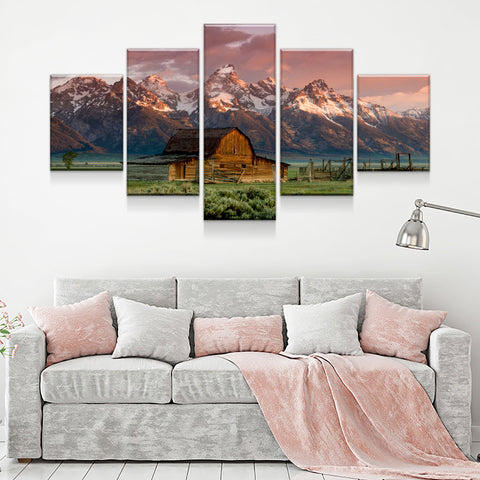 Image of Old Barn 5-Piece Wall Art Canvas - Love Family & Home