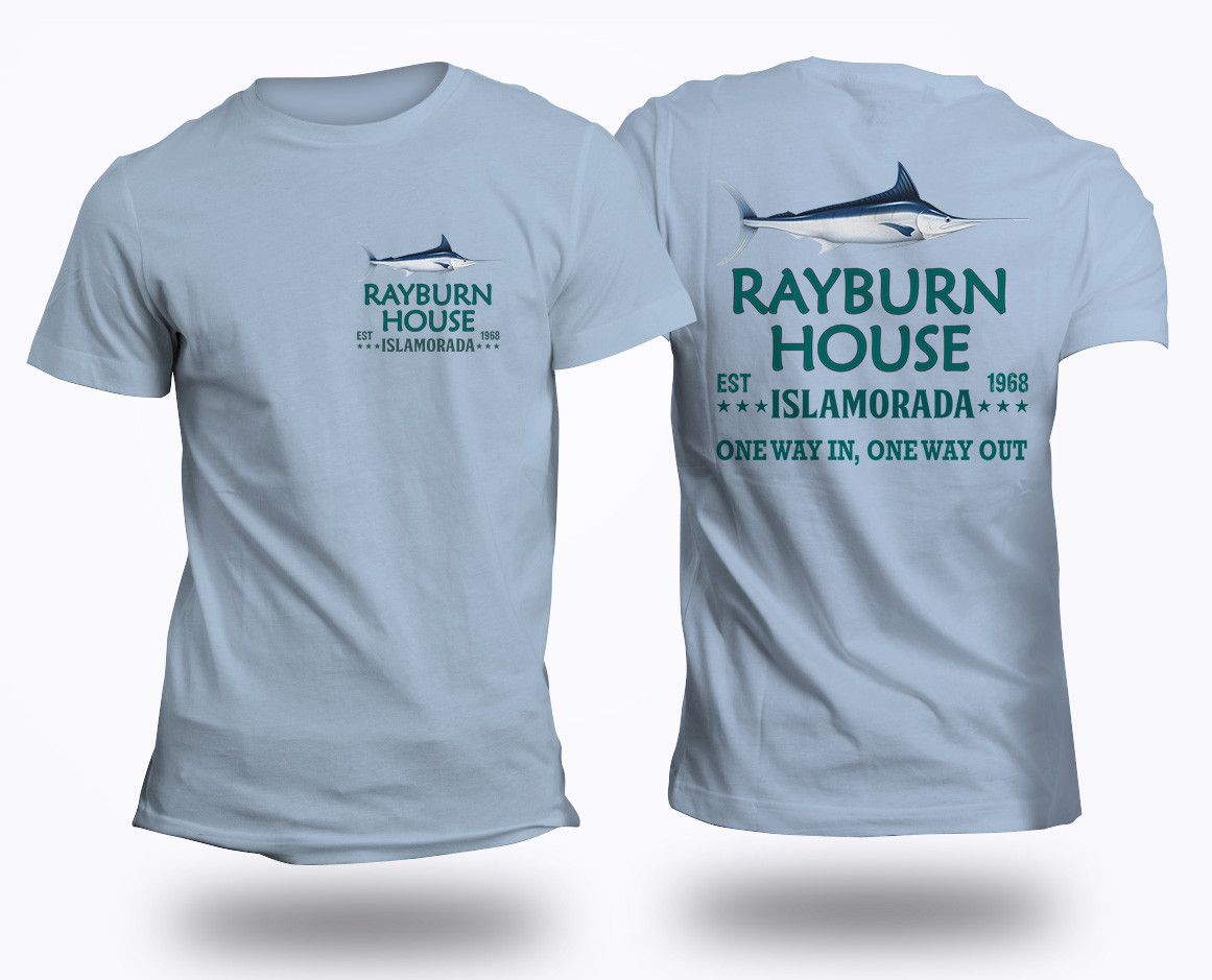 Rayburn House EST 1968 T-Shirt Islamorada Florida Bloodline Light Blue Standard T