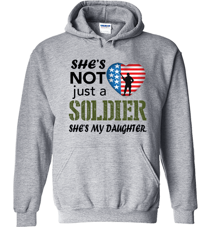 She's Not Just A Soldier She's My Daughter Apparel (Can Be Personalized) Hoodie Grey