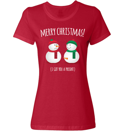 Snowmen Ladies T Red