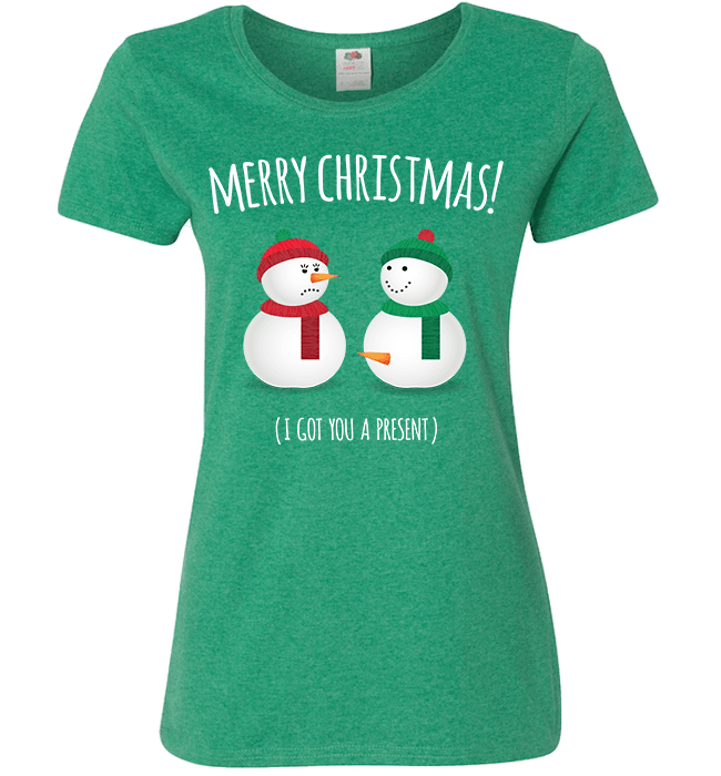 Snowmen Ladies T Green
