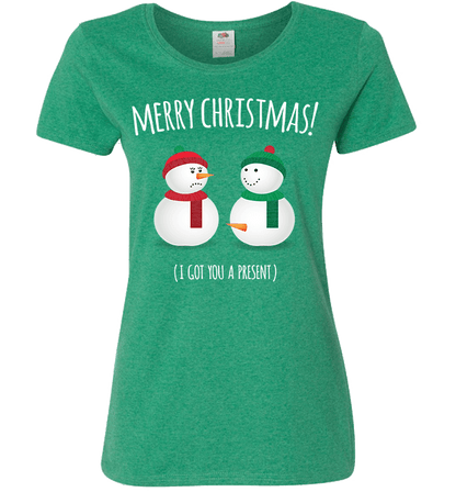 Snowmen Ladies T Green