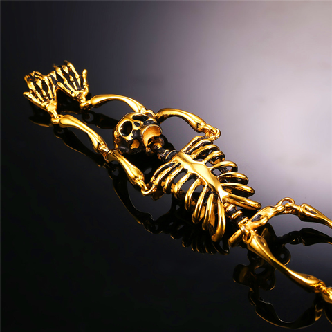 Image of Skeleton Bending Skull Bones Stainless Steel Bracelet - Love Family & Home