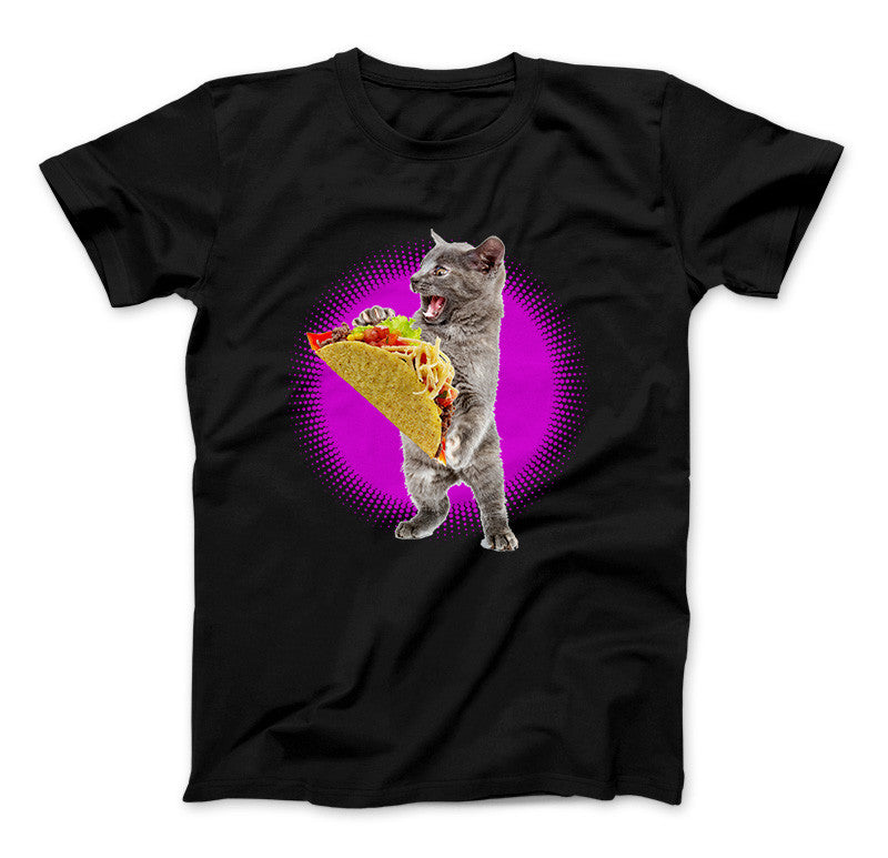 Taco Cat Shirt With Pink Burst Funny Cat & Taco Lovers T-Shirt Black Standard T