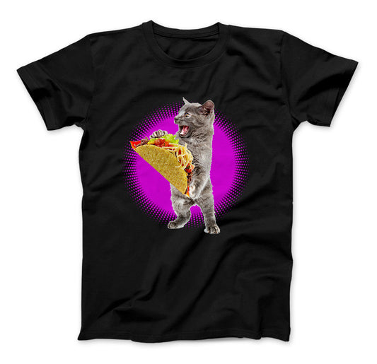 Taco Cat Shirt With Pink Burst Funny Cat & Taco Lovers T-Shirt Black Standard T