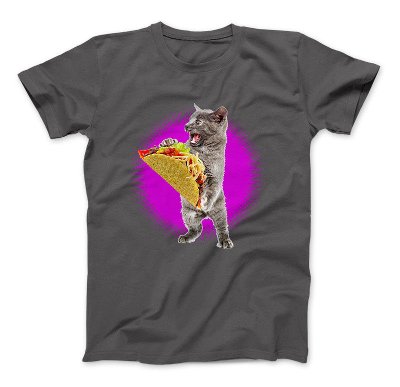 Taco Cat Shirt With Pink Burst Funny Cat & Taco Lovers T-Shirt Charcoal Standard T