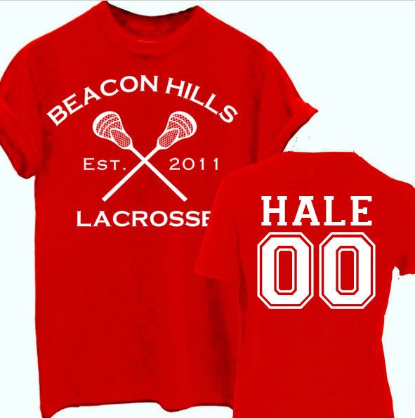 Derek Hale 00 Teen Wolf Beacon Hills Inspired Lacrosse Adult Fashion Apparel Standard T Red
