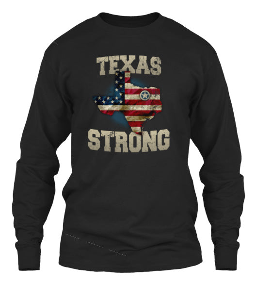 Texas Strong T-Shirt Vintage USA Flag Overlay Texas Strong Design