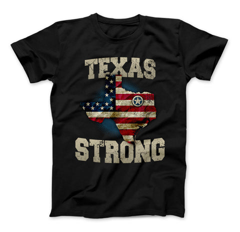 Image of Texas Strong T-Shirt Vintage USA Flag Overlay Texas Strong Design - Love Family & Home