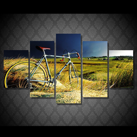 Image of Vintage Bicycle Storm And Field 5-Piece Wall Art Canvas - Love Family & Home