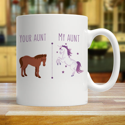 Your Aunt My Aunt Horse Unicorn Funny Coffee Mug For Cool Crazy Aunts Unicorn Mug White
