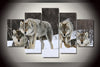 Wild Wolf Pack In Winter Snow 5-Piece Wall Art Canvas - Love Family & Home