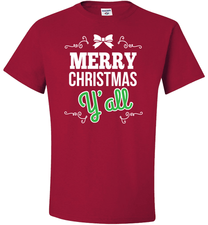 Merry Christmas Y'All Standard Fit T Red