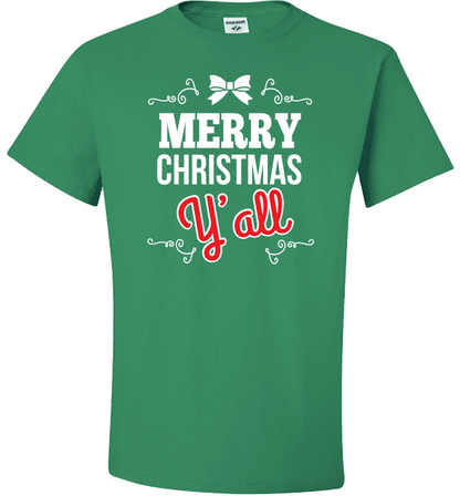 Merry Christmas Y'All Standard Fit T Green
