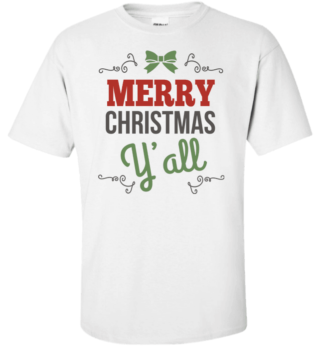 Merry Christmas Y'All Standard Fit T White
