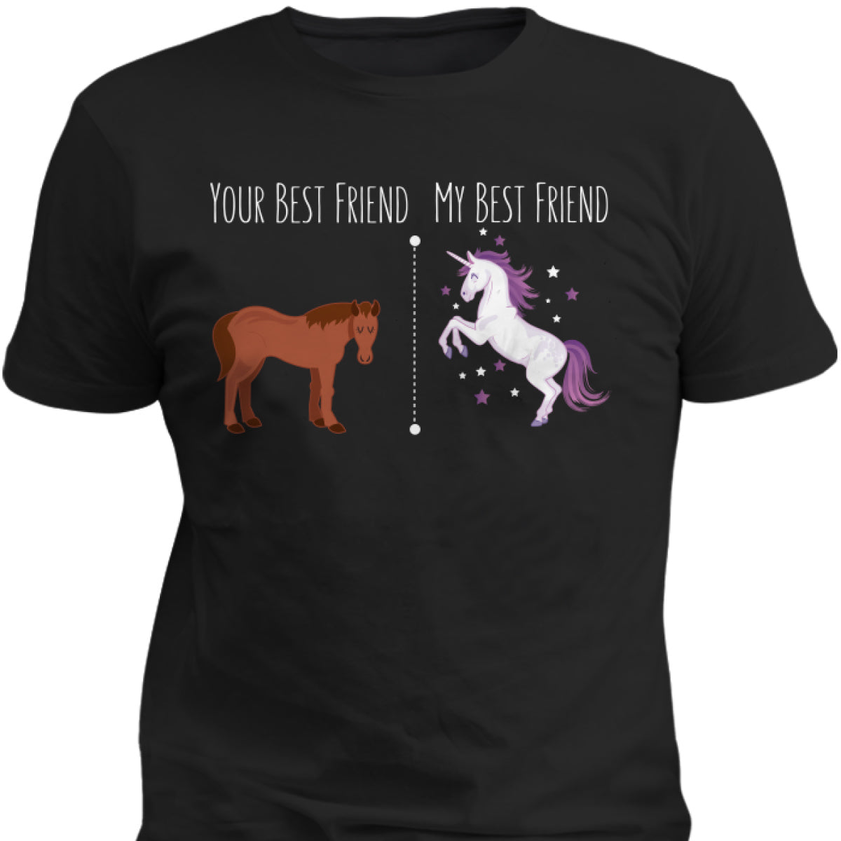 Your Best Friend My Best Friend Horse Unicorn Funny T-Shirt For BFF's Black Standard T