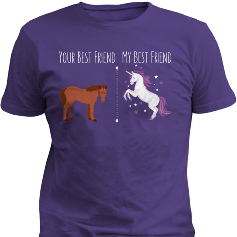 Image of Your Best Friend My Best Friend Horse Unicorn Funny T-Shirt For BFF's - Love Family & Home