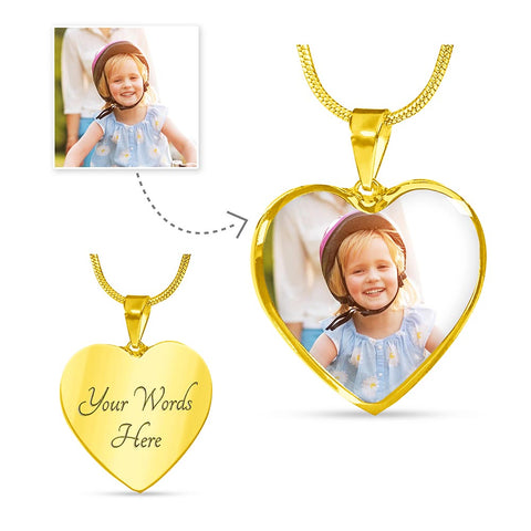 Image of Personalized Heart Photo Necklace - Love Family & Home