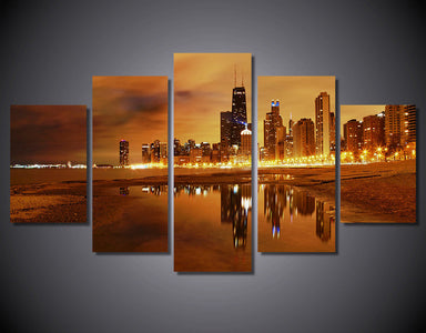 Chicago Late Evening 5-Piece Wall Art Canvas - Love Family & Home
