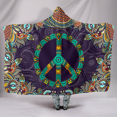 Image of Peace Fractal Mandala Hooded Blanket - Love Family & Home