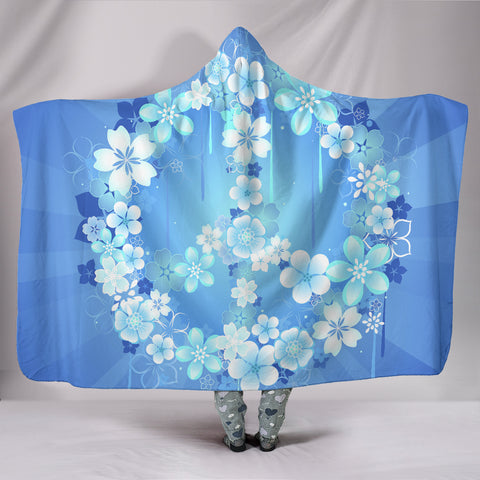 Image of Peace Hippie Blue Hooded Blanket - Love Family & Home