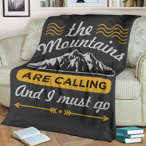 The Mountains Are Calling Premium Blanket - Camping Blanket - Love Family & Home