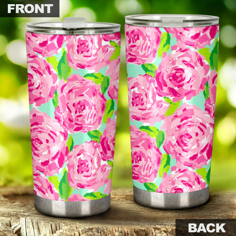Image of Pink Flower Tumbler - Love Family & Home