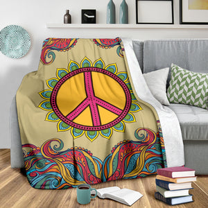 Yellow Hippie Peace Blanket - Love Family & Home