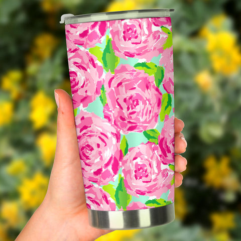 Image of Pink Flower Tumbler - Love Family & Home