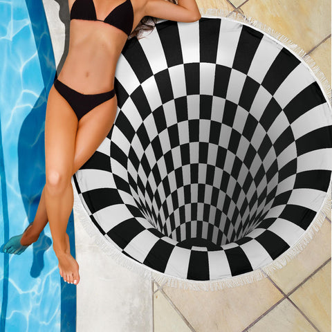 Image of Checkered Hole 3D Beach Blanket - Love Family & Home