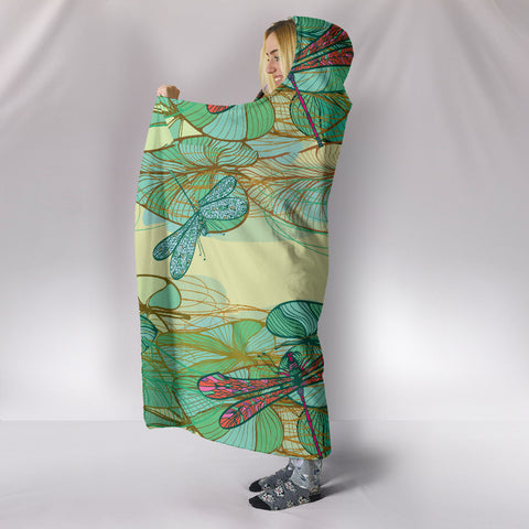 Image of Swamp Lotus Dragonfly Hooded Blanket - Love Family & Home