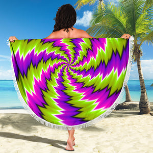 Psychedelic Spiral Green Purple Beach Blanket 59 Inch - Love Family & Home