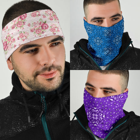 Image of Face Mask Neck Gaiter Multi Color - 3 Pack - Love Family & Home