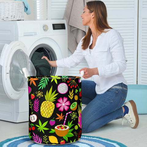 Image of Tropical Fruit Design Laundry Basket