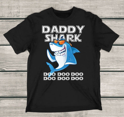 Daddy Shark Shirt Doo Doo Doo Shark Shirt For Dads Adult T-Shirt Black