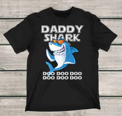 Daddy Shark Shirt Doo Doo Doo Shark Shirt For Dads Adult T-Shirt Black