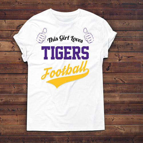 This Girl Loves Tigers Football T-Shirt Adult T-Shirt White