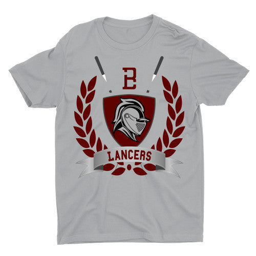 Bell Gardens Lancers Shield T-Shirt Adult T-Shirt Heather Gray
