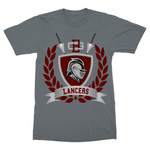 Bell Gardens Lancers Shield T-Shirt Adult T-Shirt Gray